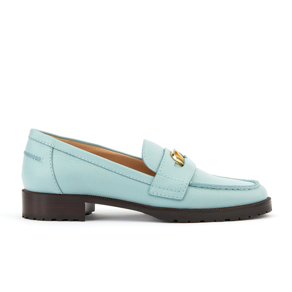 Brooklyn Sky Blue Leather Loafers