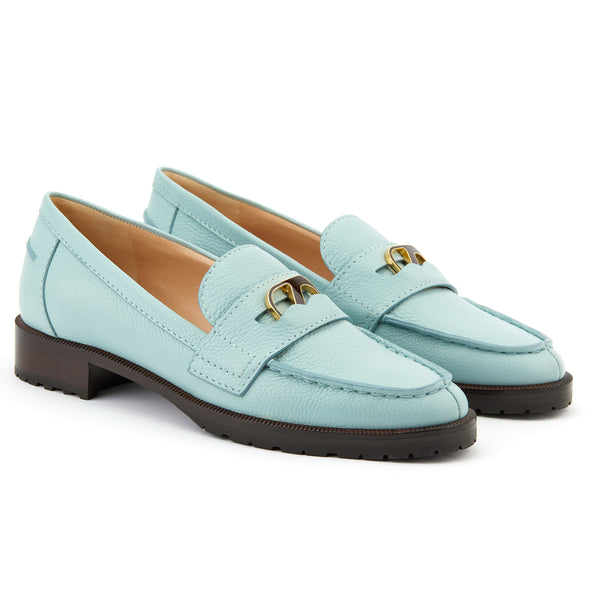 Brooklyn Sky Blue Leather Loafers