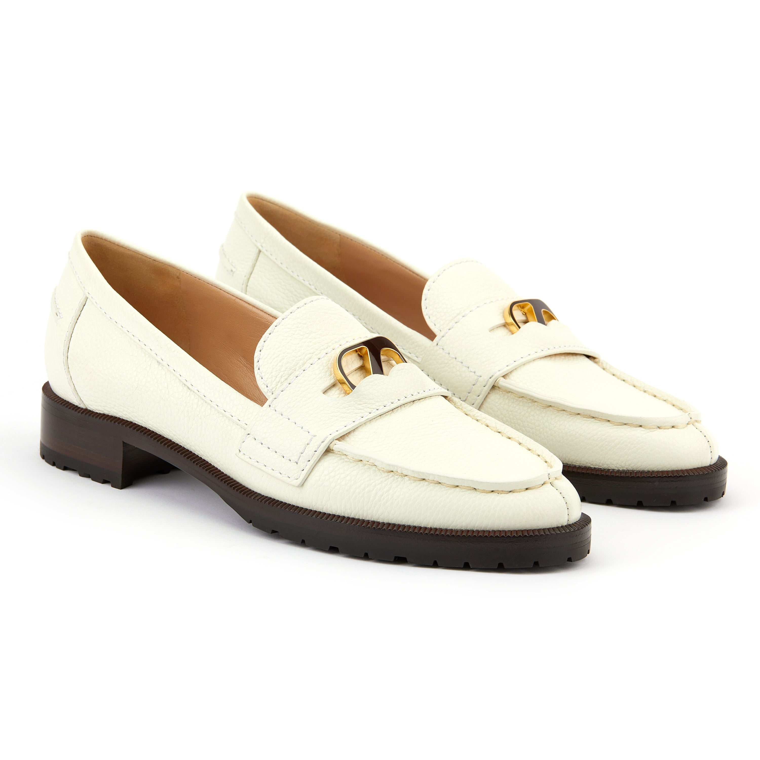 Brooklyn White Leather Loafers