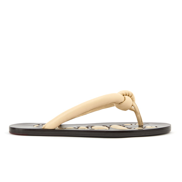 Milan Pillowed Cream Leather Flip Flops