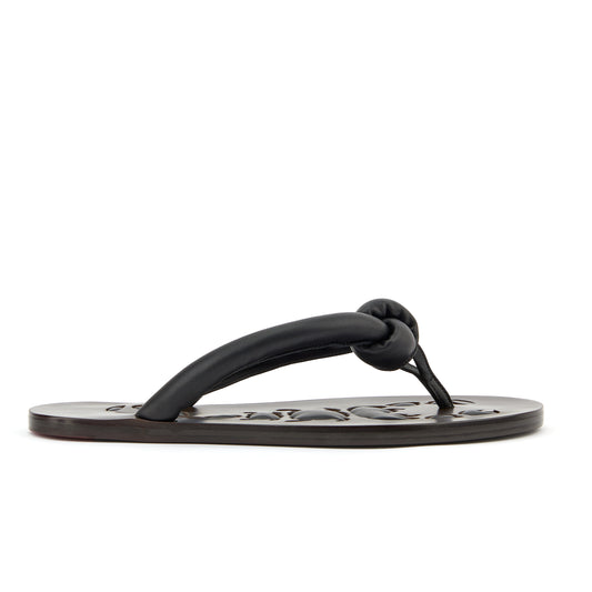 elegant and comfortable flip-flop luxurious black leather skorpios