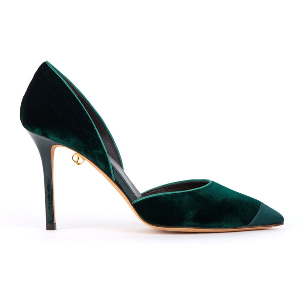 Nieves + High-heel Forest Green Velvet Stilettos