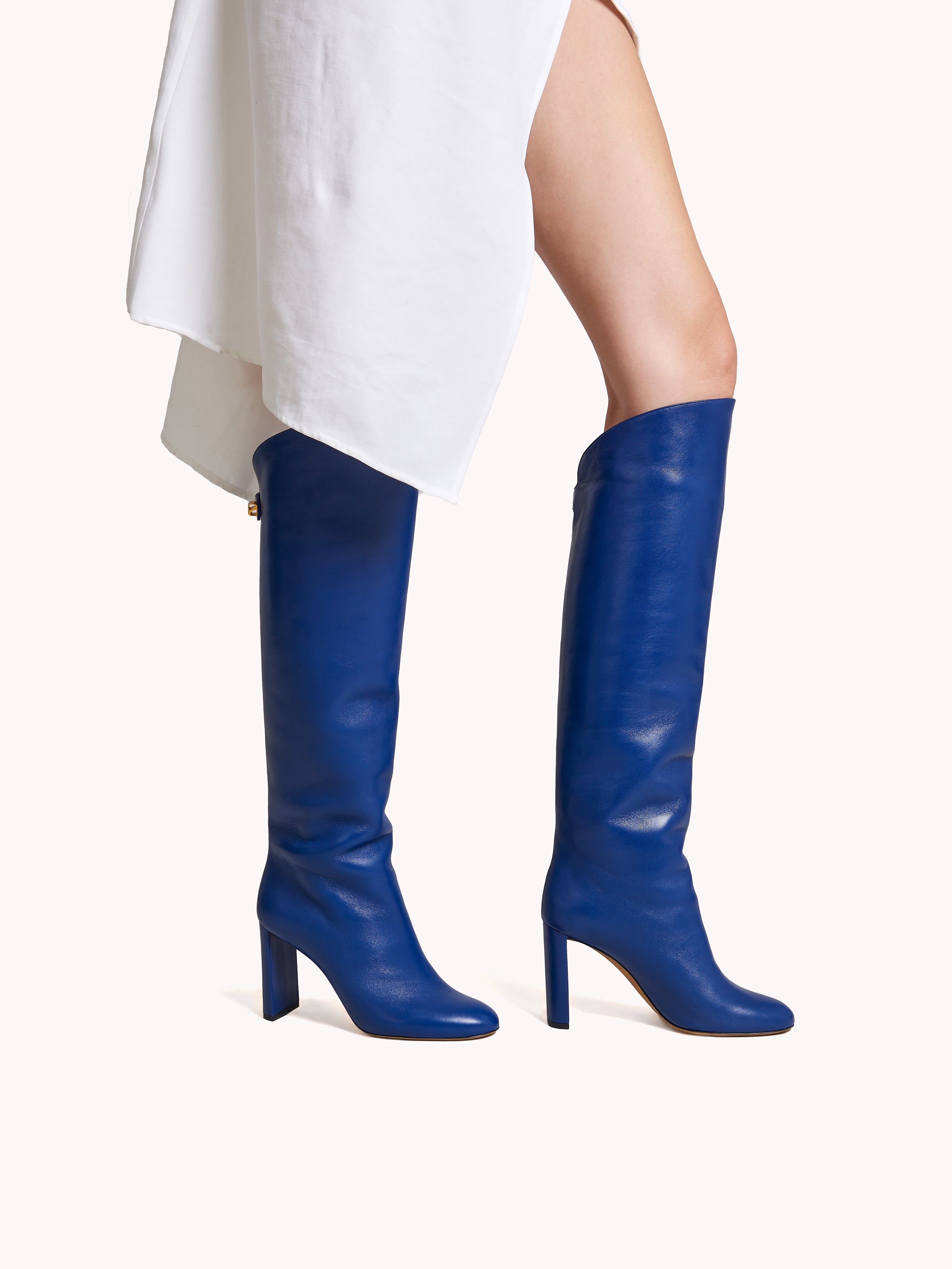 Adriana High-heel Nappa Cobalt Blue Leather Boots