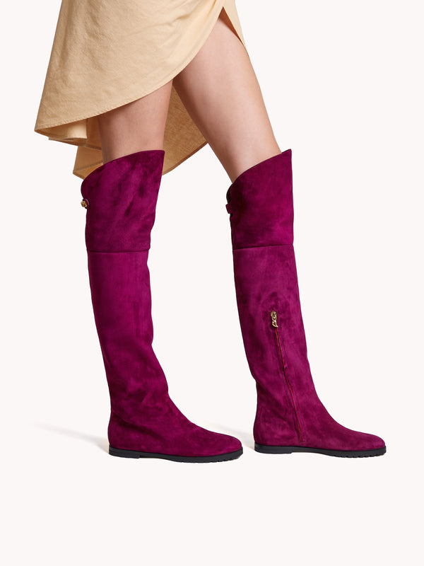 Stefania Over The Knee Aubergine Suede Boots