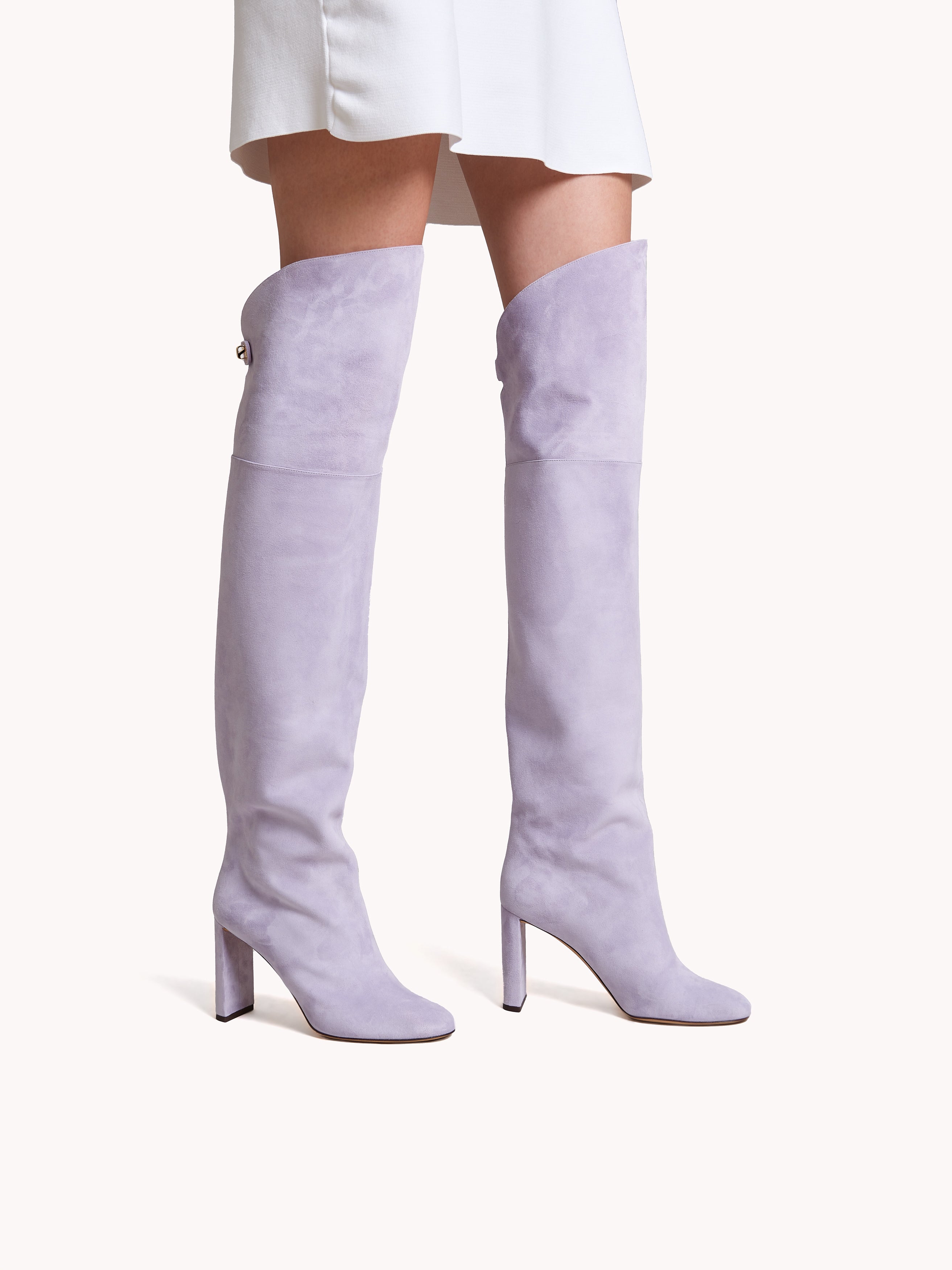 Marylin Over The Knee Lavender Suede Boots