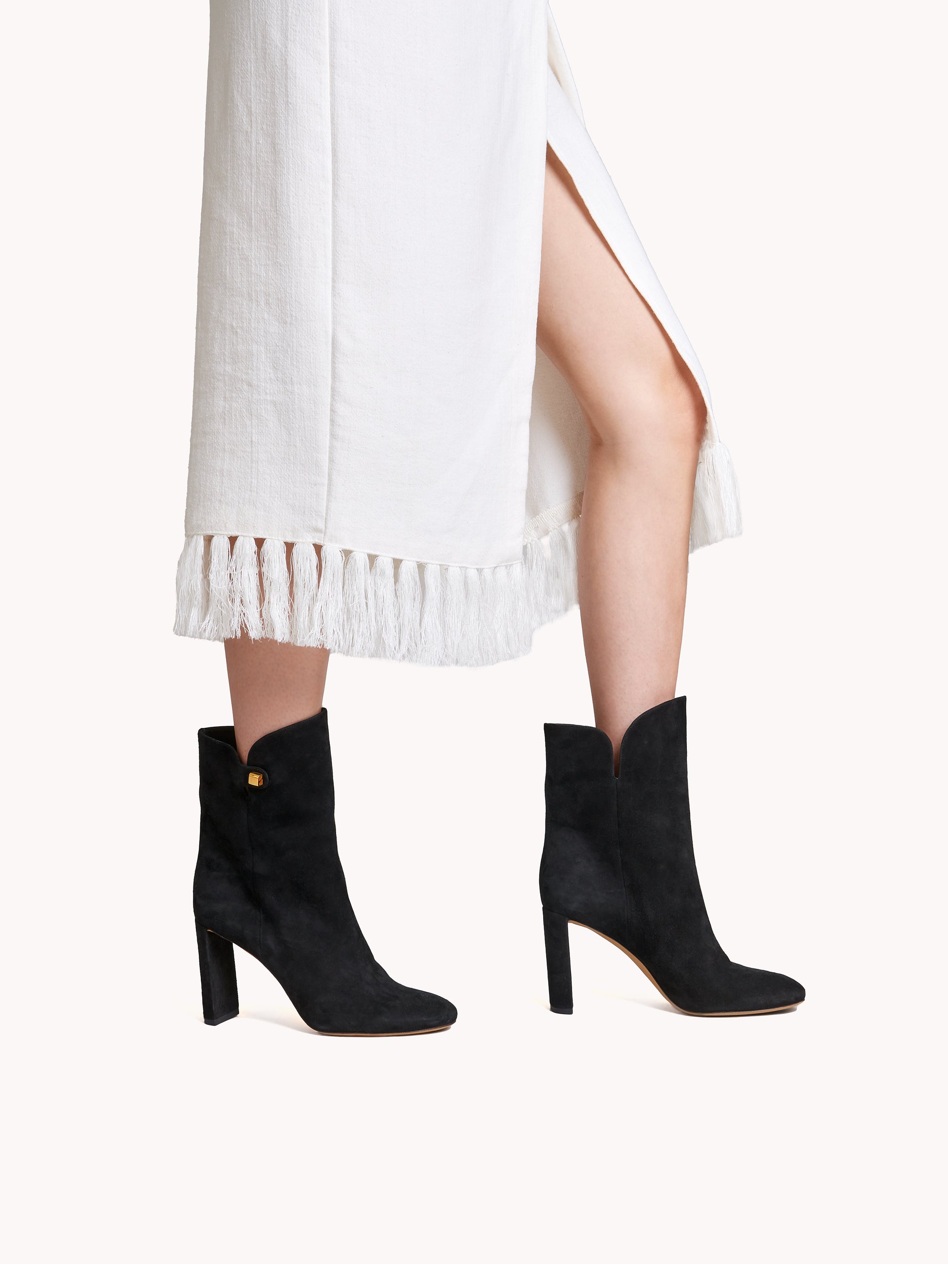 Gabriella high-heel black suede ankle boots Maison Skorpios by Adriana Abascal