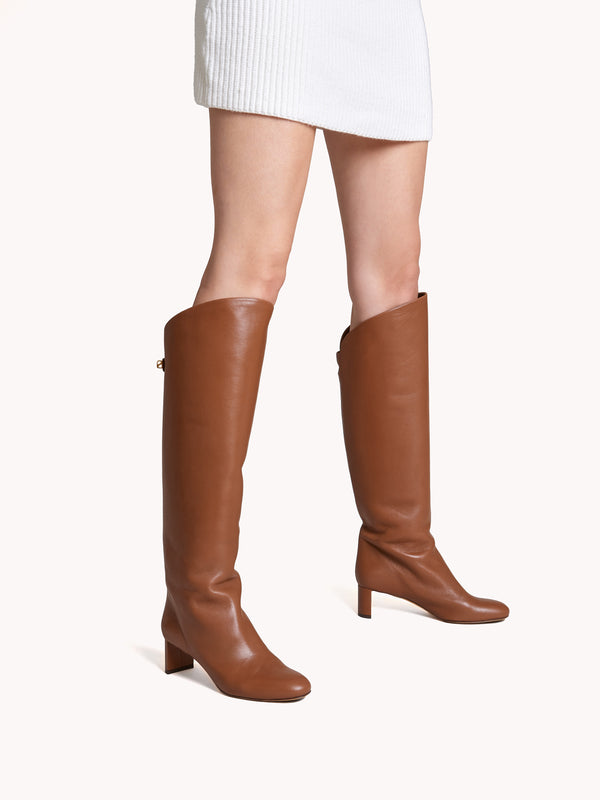 Adry Mid-heel Nappa Cognac Leather Boots