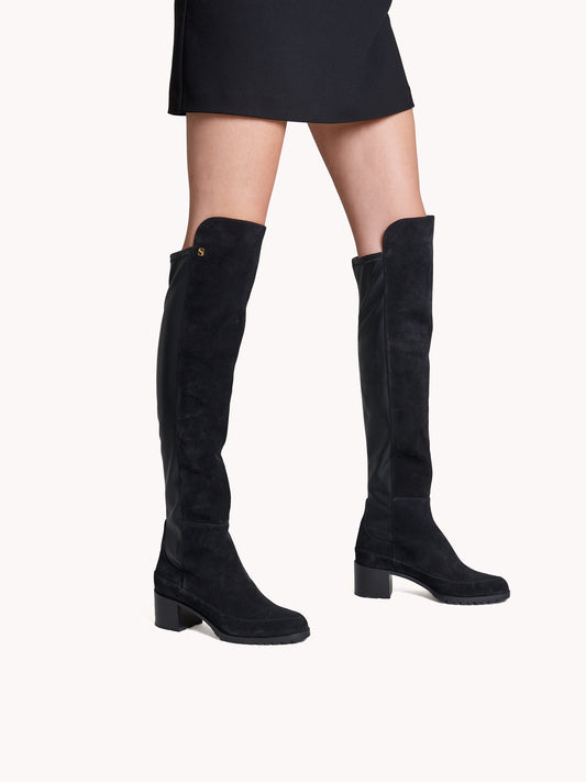 Emily Over The Knee Black Casual Suede Boots
