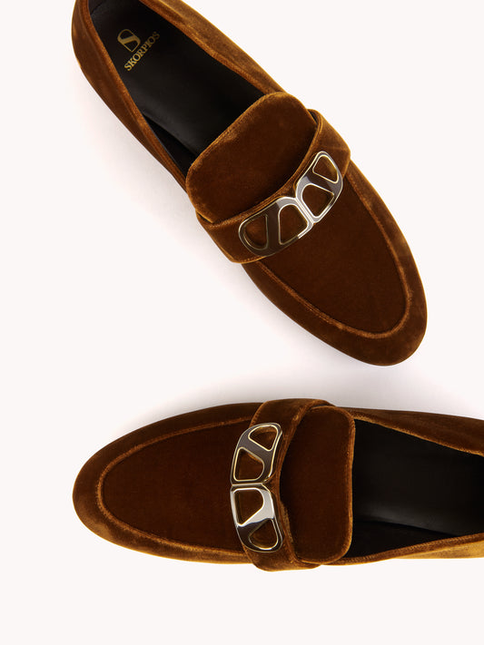 Blair velvet brown loafers - Maison Skorpios by Adriana Abascal