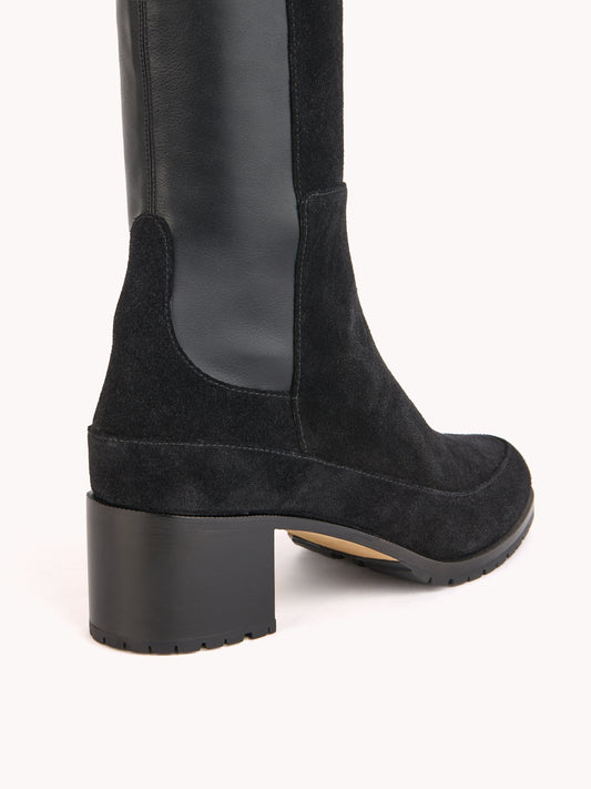 Emily Over The Knee Black Casual Suede Boots