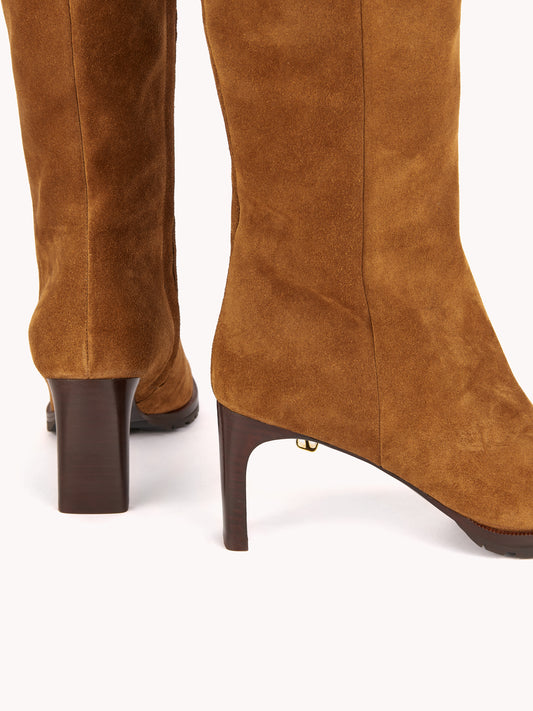 mid heel brown suede boots made in italy maison skorpios by adriana abascal emanuele filiberto 