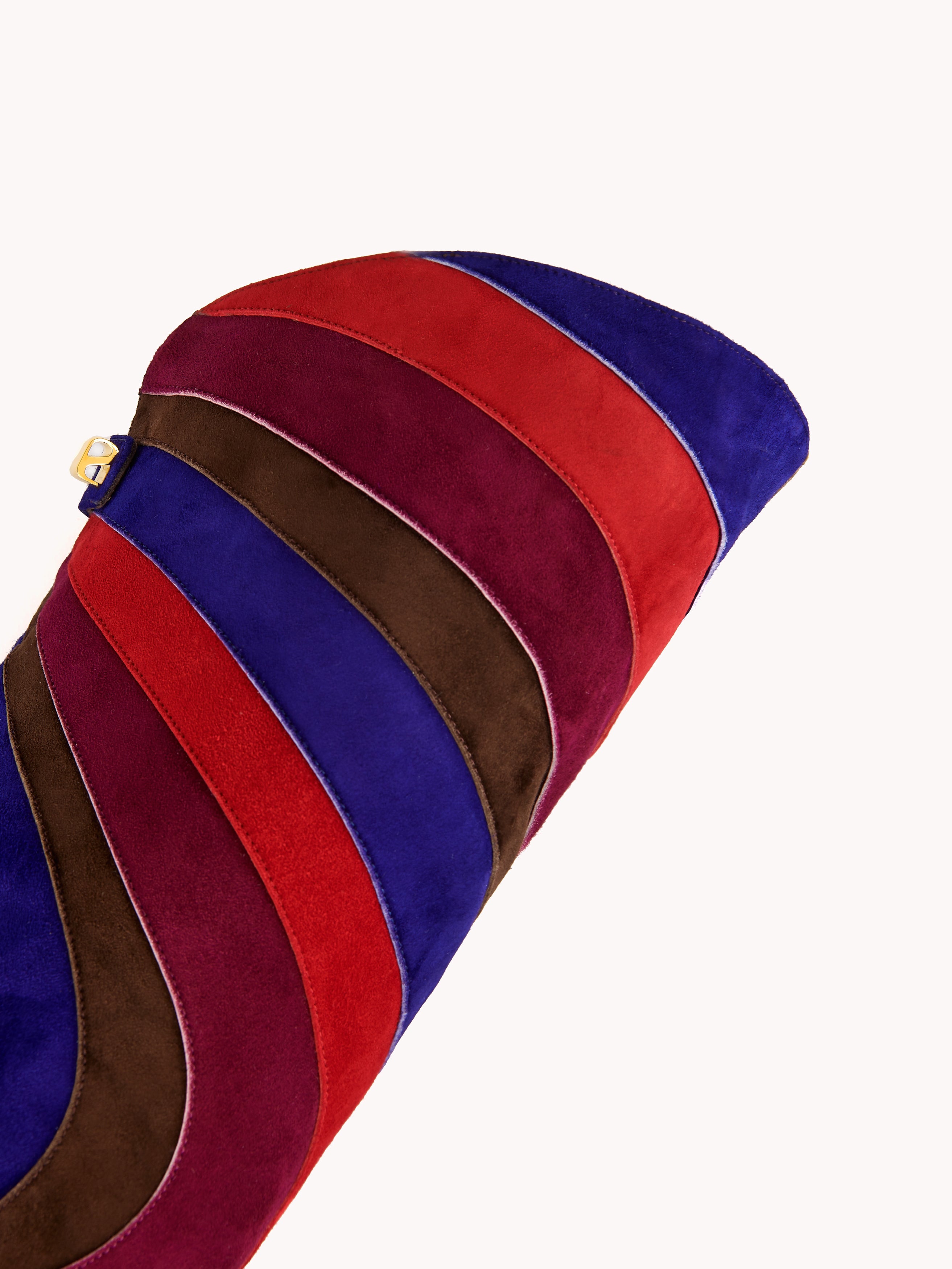 elegant multi-colored suede patchwork boots maison skorpios by adriana abascal Filiberto de Saboya