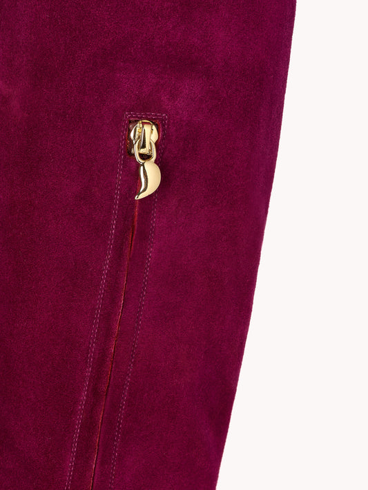 Stefania over-the-knee burgundy suede boots - Maison Skorpios by Adriana Abascal