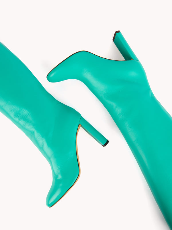 Adriana High-heel Nappa Turquoise Leather Boots