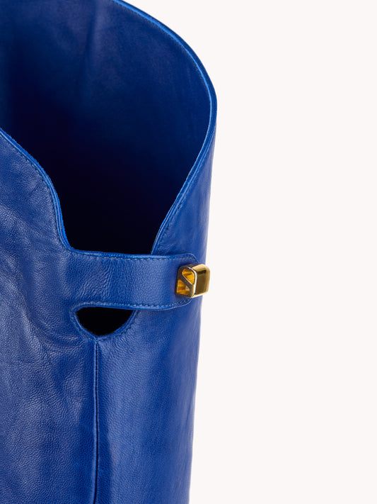 Bottes Adry à talon moyen en cuir d'agneau bleu cobalt