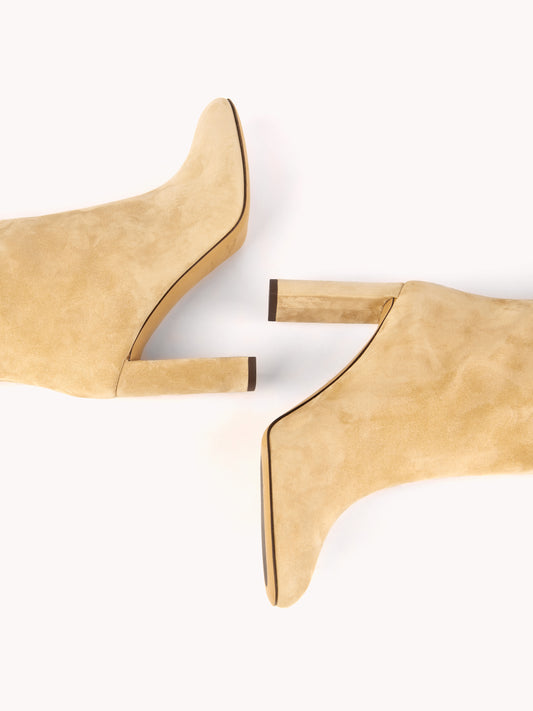 Marylin over-the-knee high-heel beige suede boots - Maison Skorpios by Adriana Abascal