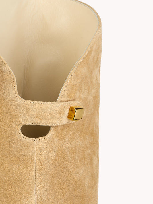 Marylin over-the-knee high-heel beige suede boots - Maison Skorpios by Adriana Abascal