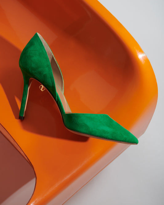 Nieves high-heel green suede stilettos - Maison Skorpios by Adriana Abascal