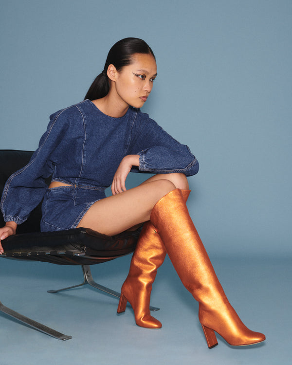 Adriana High-heel Metallic Nappa Orange Boots
