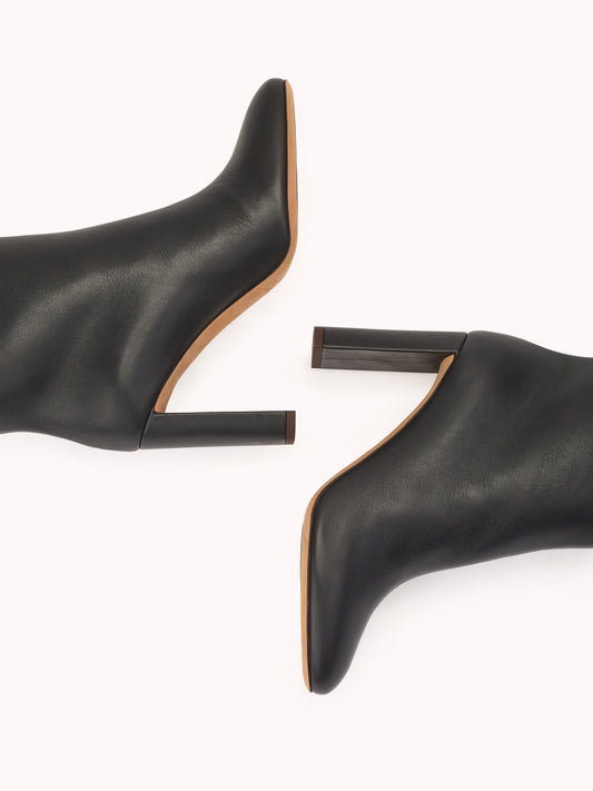 high-heel metallic designer boots black nappa leather skorpios