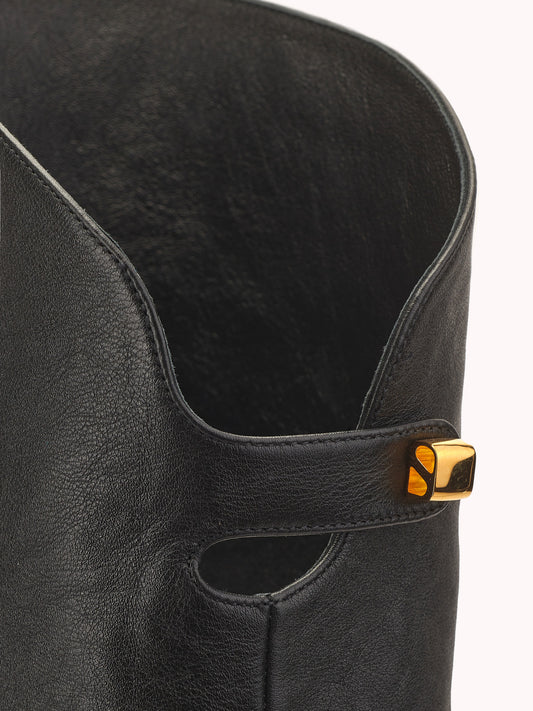 sophisticated metallic black nappa leather boots skorpios