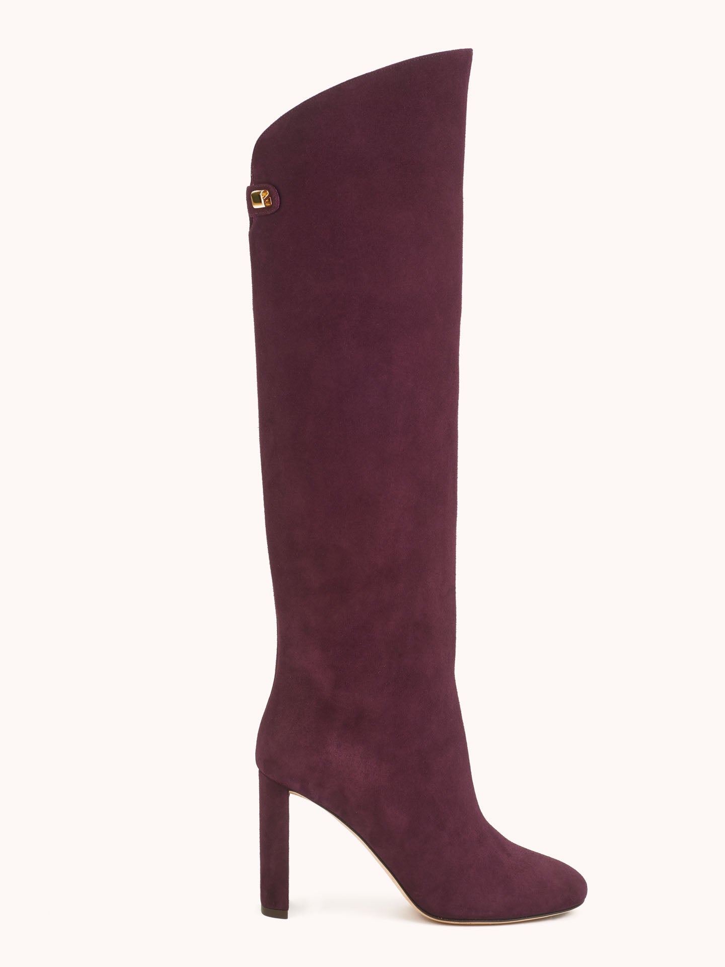 Bottes Adriana à talons en daim bordeaux