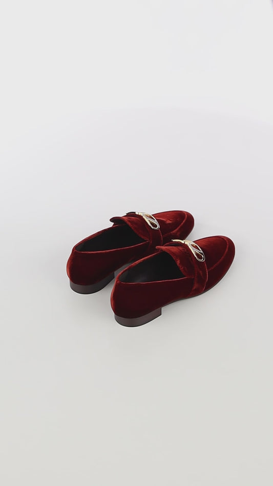 Mocassini Blair in velluto arancione - Maison Skorpios di Adriana Abascal