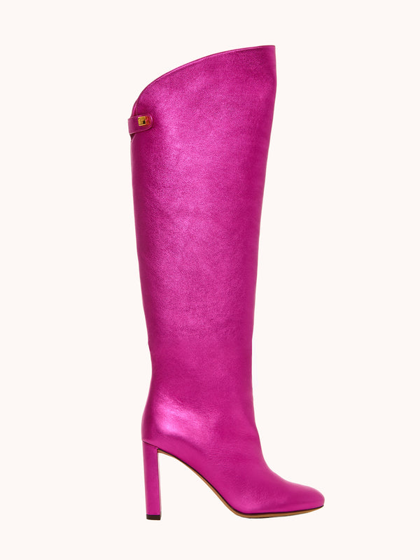 Adriana High-heel Metallic Nappa Pink Fuchsia Boots