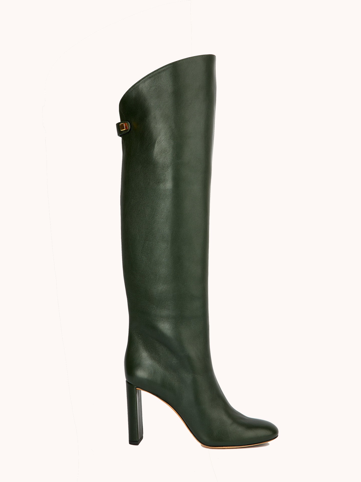 Bottes à talons Adriana en cuir d'agneau vert bouteille