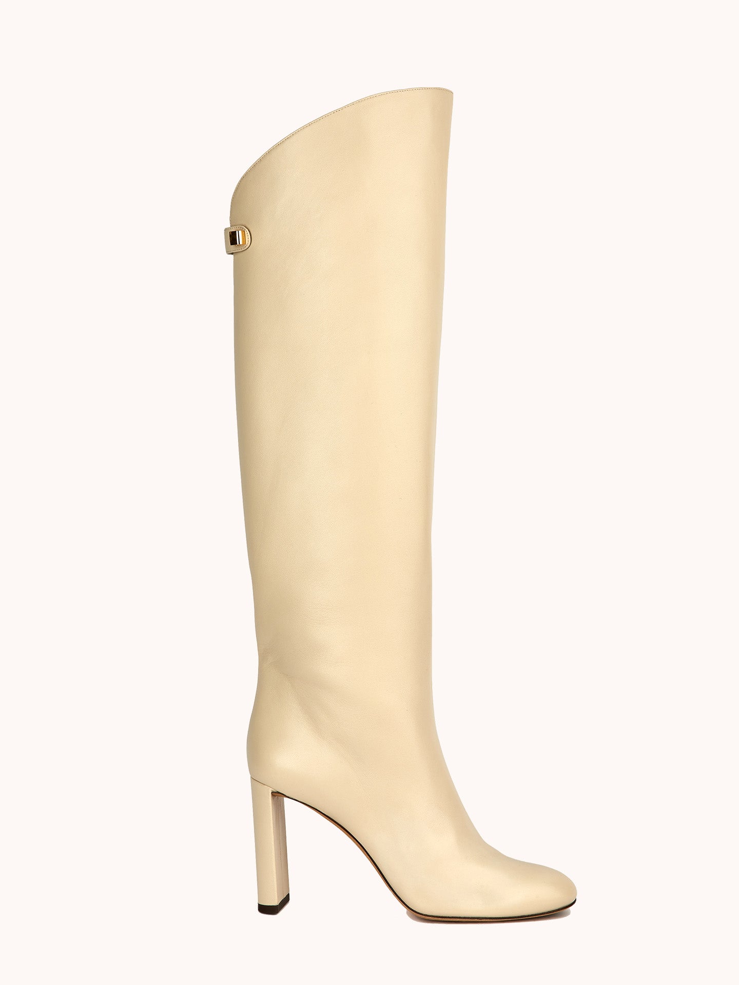 luxury beige high leather boots with comfortable high heels for women maison skorpios by adriana abascal emanuele filiberto di Savoia 