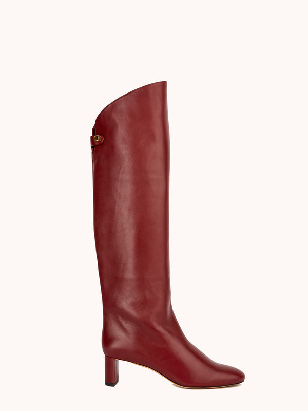 Adry Mid-heel Nappa Red Leather Boots