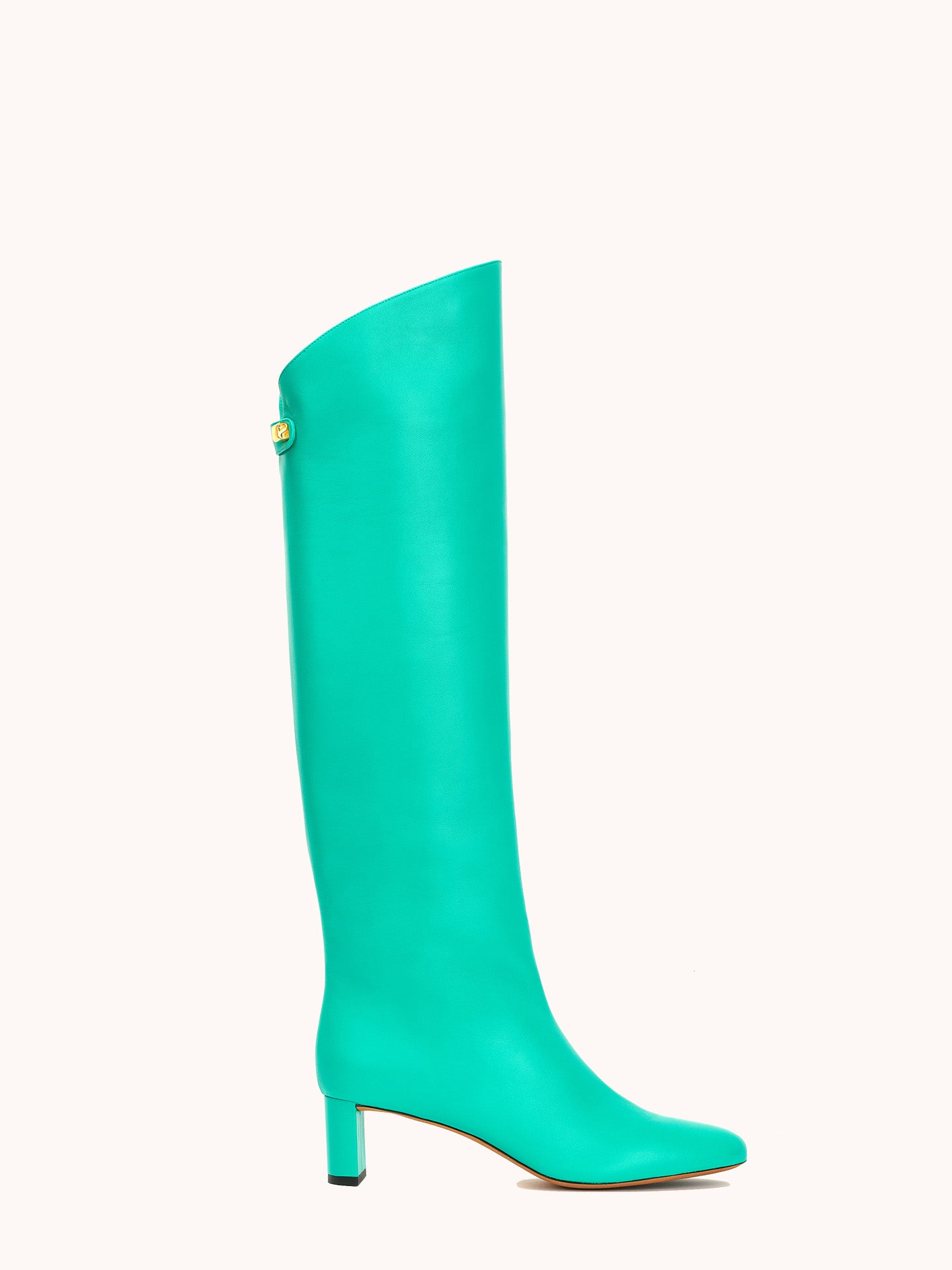 Adry Mid-heel Nappa Turquoise Leather Boots