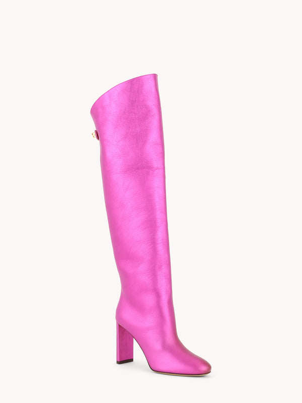 Adriana High-heel Metallic Nappa Pink Fuchsia Boots
