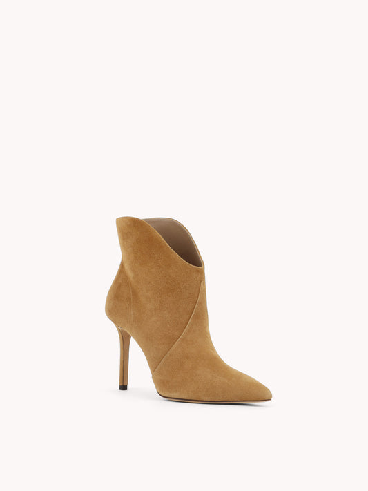 Astrid high-heel brown suede low cut boots - Maison Skorpios by Adriana Abascal