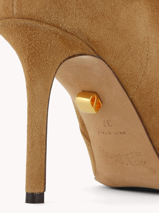 Astrid high-heel brown suede low cut boots - Maison Skorpios by Adriana Abascal