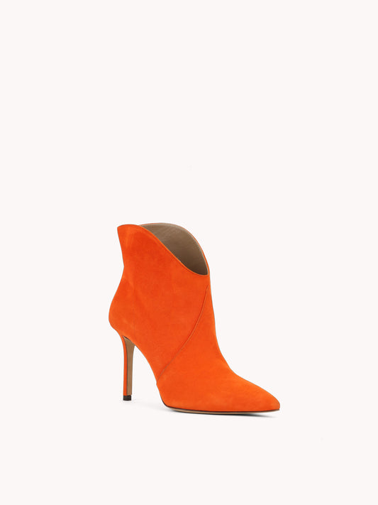 Astrid high-heel orange suede low cut boots - Maison Skorpios by Adriana Abascal
