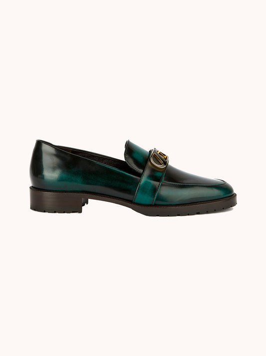 Blair London Brushed Jade Leather Loafers