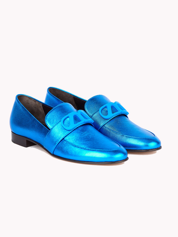 Blair Metallic Nappa Blue Loafers