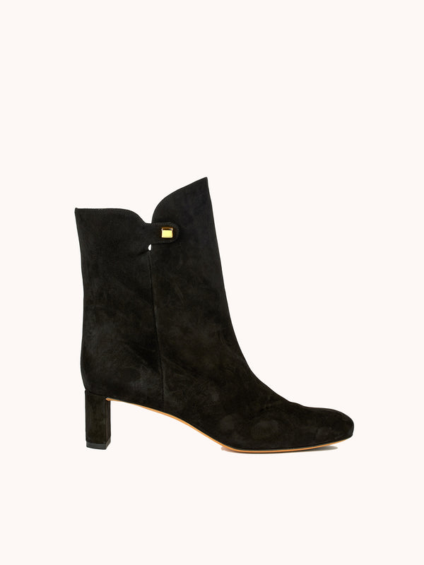 Gaby Mid-heel Black Suede Ankle Boots
