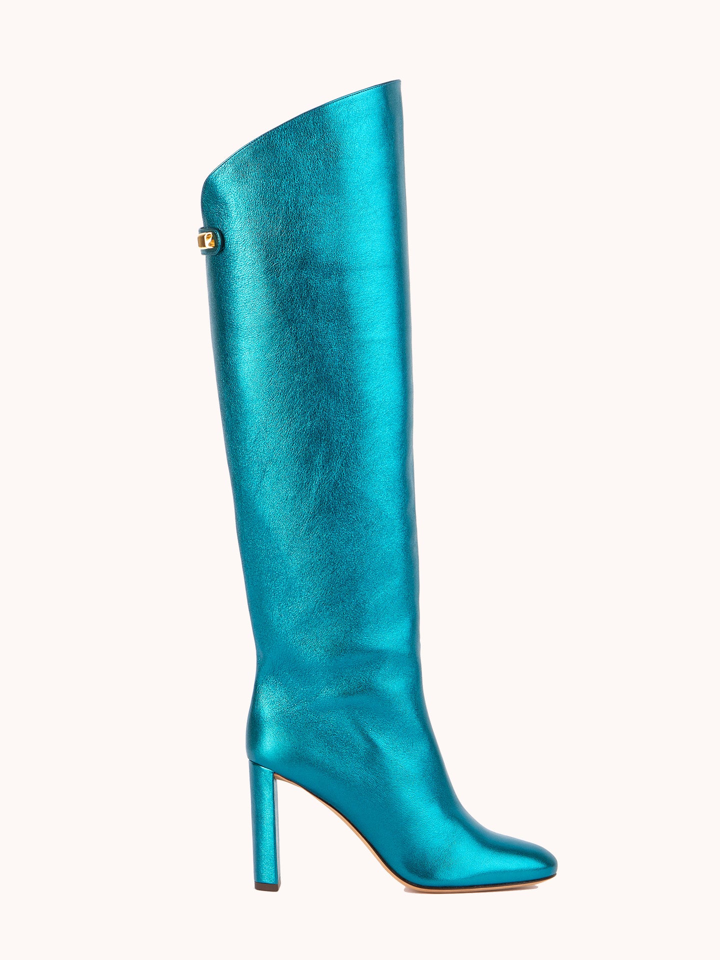 Adriana high-heel Nappa metallic blue leather boots - Maison Skorpios 