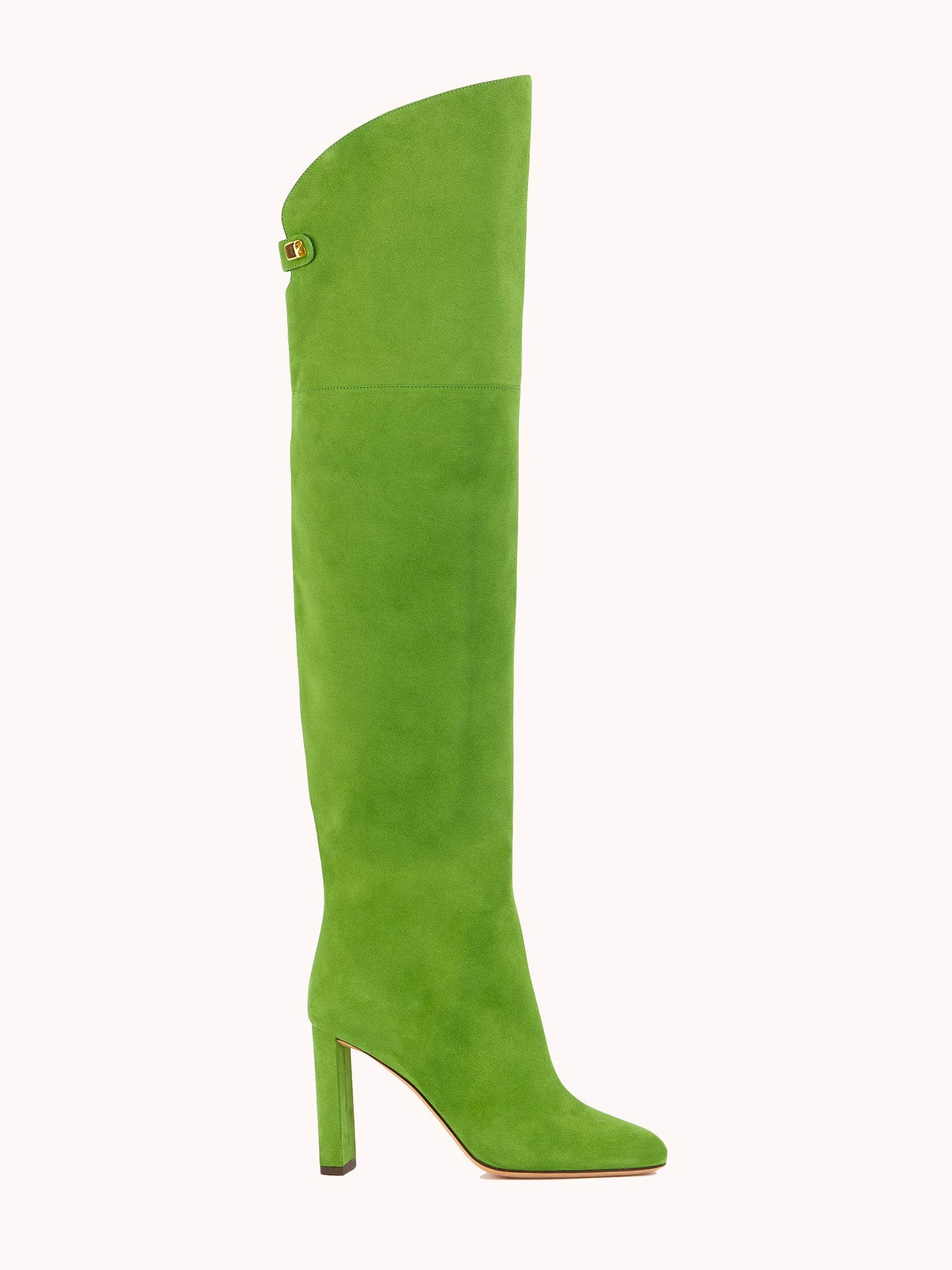 Marylin Over The Knee Apple Green Suede Boots