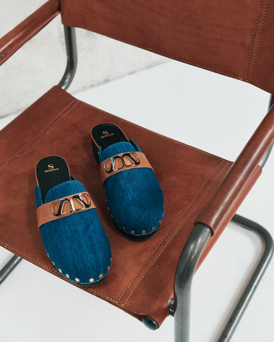 Heidi studded denim clogs - Maison Skorpios by Adriana Abascal