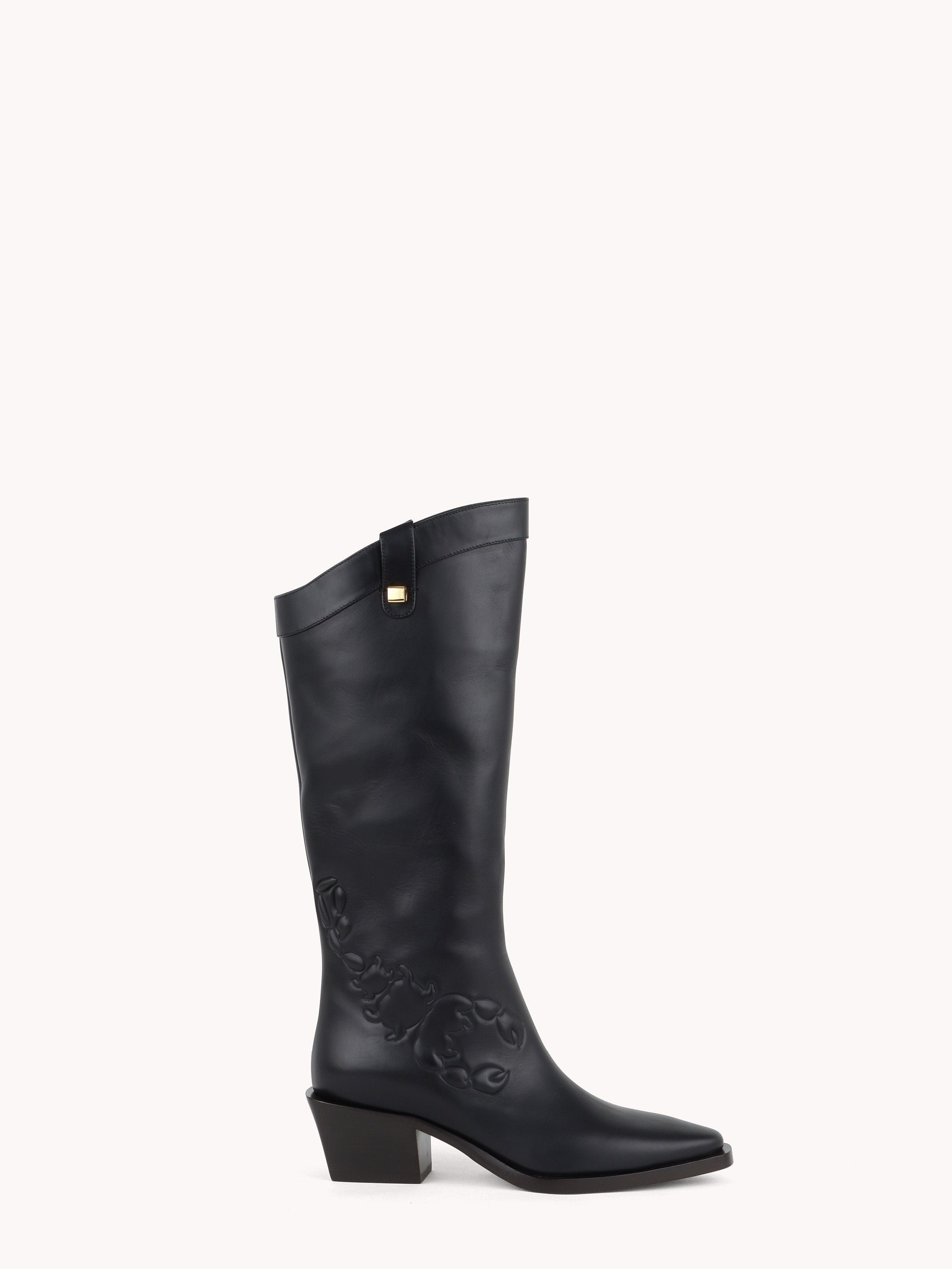 Sienna Black Nappa Leather Western Boots