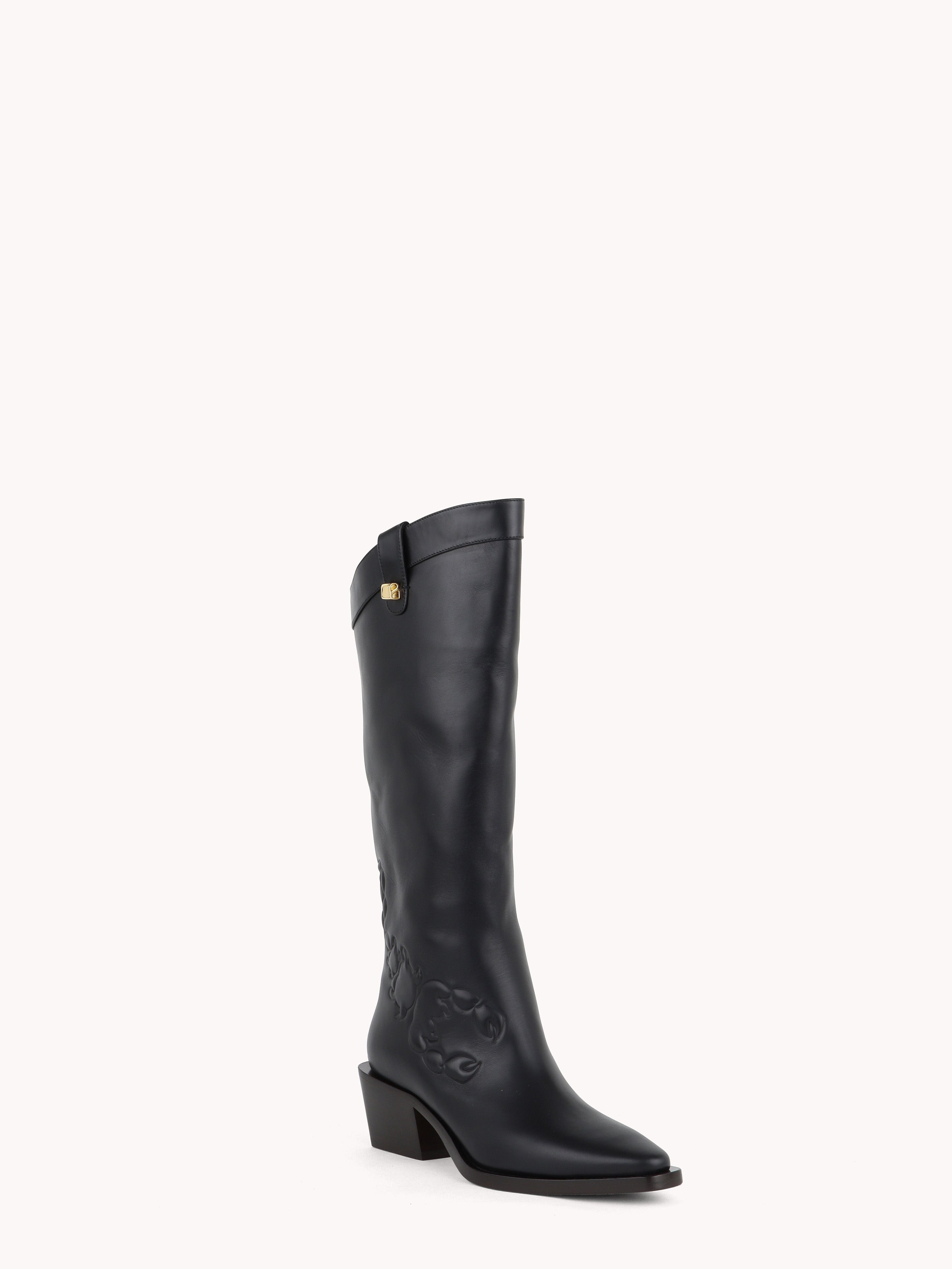 Sienna Black Nappa Leather Western Boots