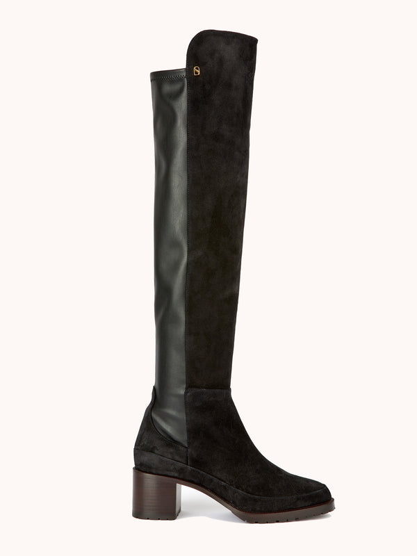 Emily Over The Knee Black Casual Suede Boots