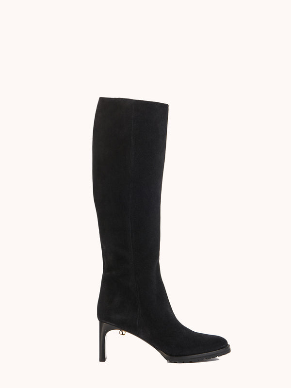 Vicky Mid-heel Black Casual Suede Boots