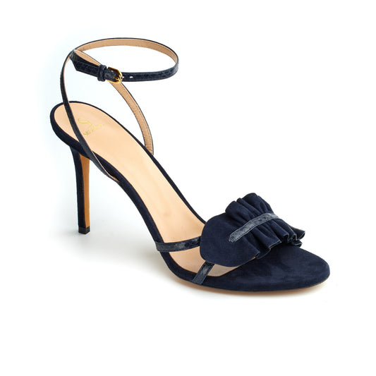 Sandali Almudena in camoscio blu scuro con tacco alto - Maison Skorpios di Adriana Abascal