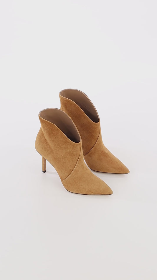 Astrid high-heel brown suede low cut boots - Maison Skorpios by Adriana Abascal