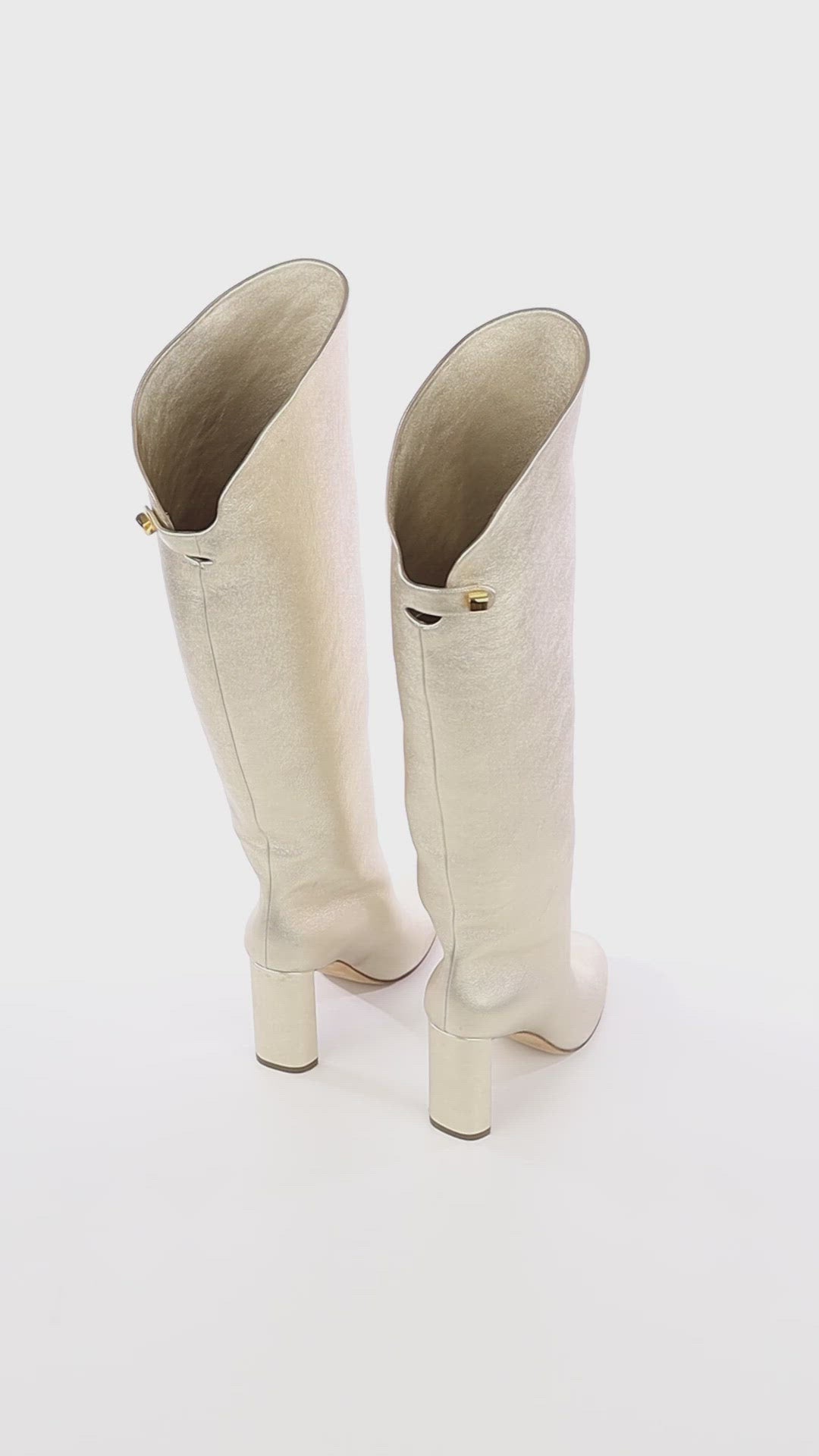 elegant light gold leather boots high heel skorpios