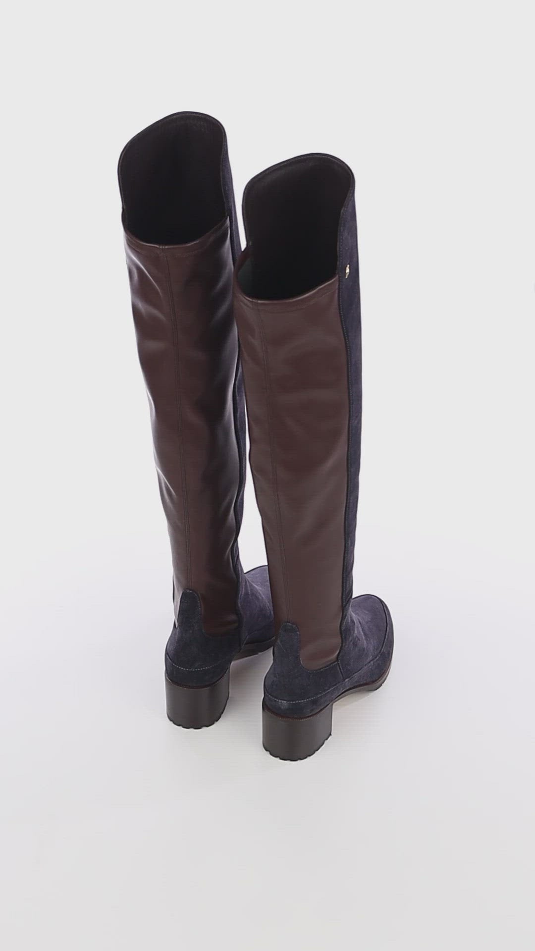 Emily Over The Knee Navy Casual Suede Boots